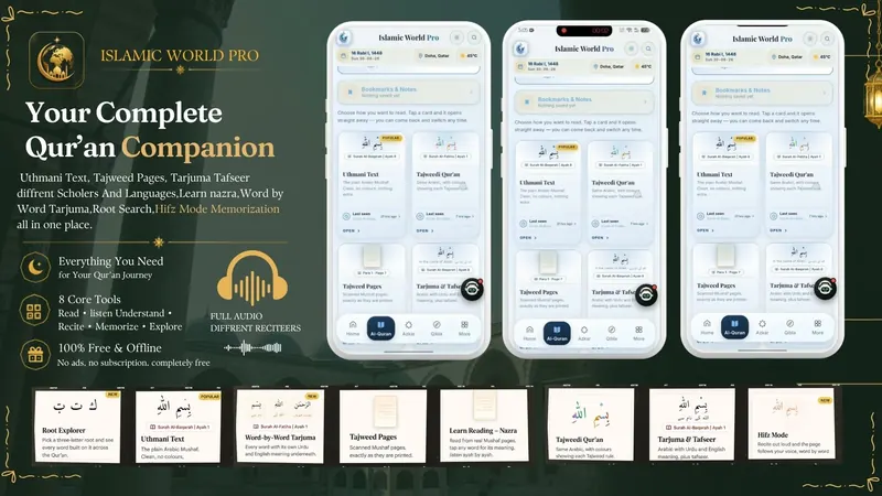 Best Quran App for Android: Offline, Tajweed, Tafseer & Audio — Islamic World Pro app screenshot