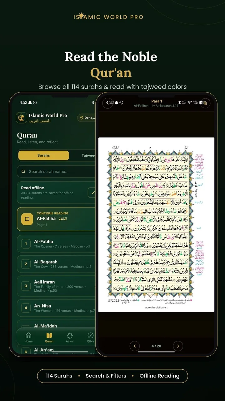 App screen — Qur'an reader